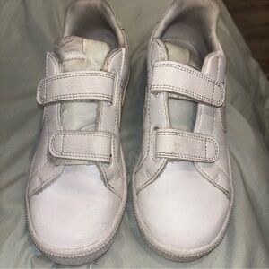 White Kids Velcro Sneakers - Classic Casual Shoe